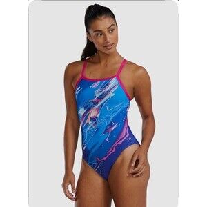 TYR Durafast Elite Abstractai Diamondfit I Piece swimsuit blue/multi Size 32 New